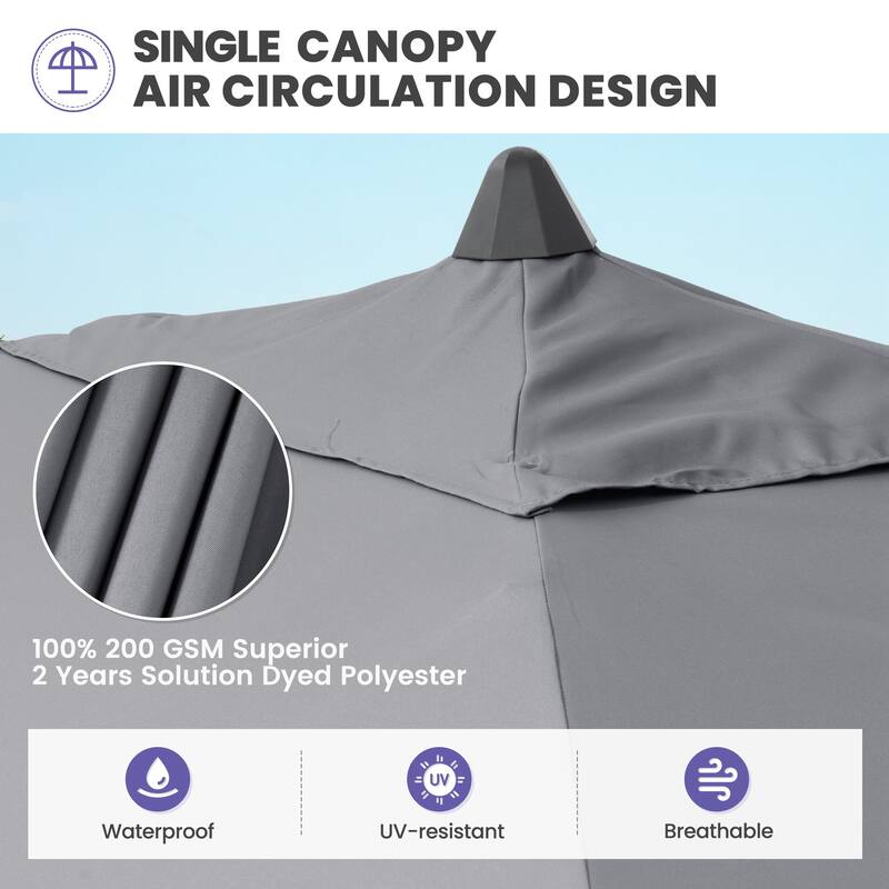 9 x 5 FT Outdoor Patio Rectangular Market Umbrella and Base Stand with Wheels