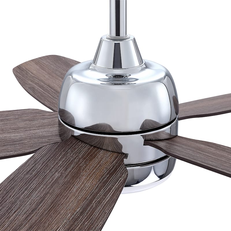 52" Classic Wooden 5-Blade Chrome Ceiling Fan with Light