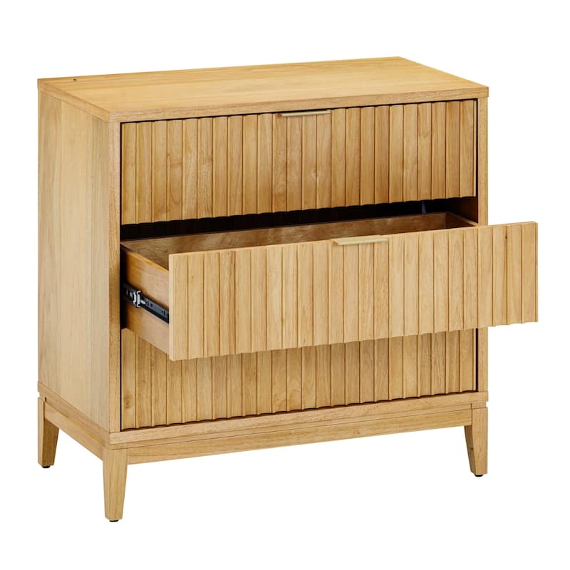 Jasper Mid-Century Modern 3-Drawer Dresser with Solid Wood Frame and Fluted Door Fronts