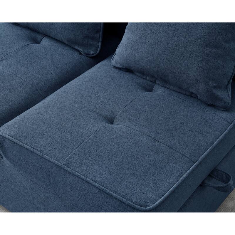 4-in-1 Sofa Bed - Convertible Recliner with Wood Frame