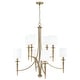 preview thumbnail 2 of 7, Abbie 36.5" 8-light Chandelier w/ White Fabric Stay-Straight Shades