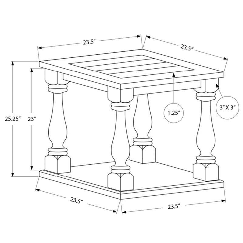 Antique-Style Espresso Coffee Table with Rubbed Grey Finish