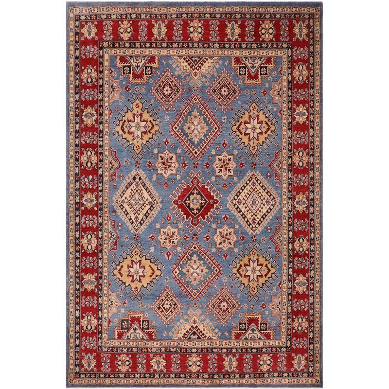 Southwestern Kazak Sam Light Blue/Red Wool Rug - 8'1'' x 9'7''
