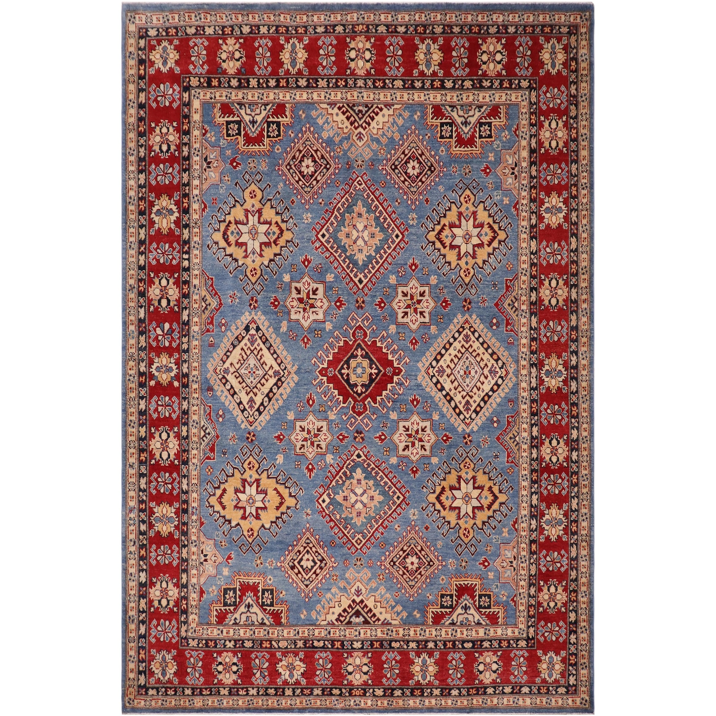 Southwestern Kazak Sam Light Blue/Red Wool Rug - 8'1'' x 9'7''