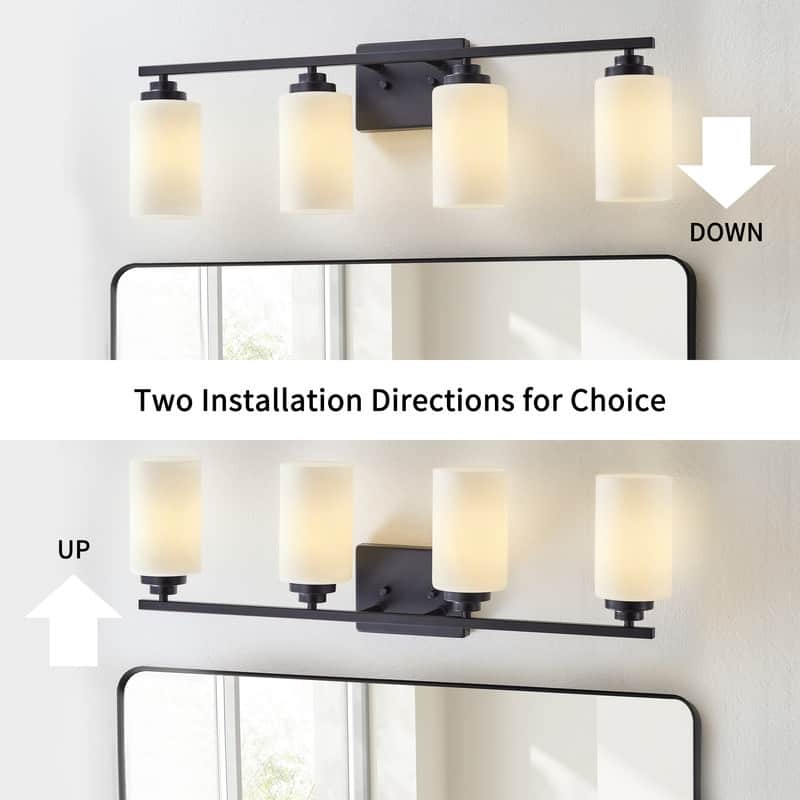 KAWOTI Rive 30" 4-Light Dimmable Vanity Light with Frosted White Glass