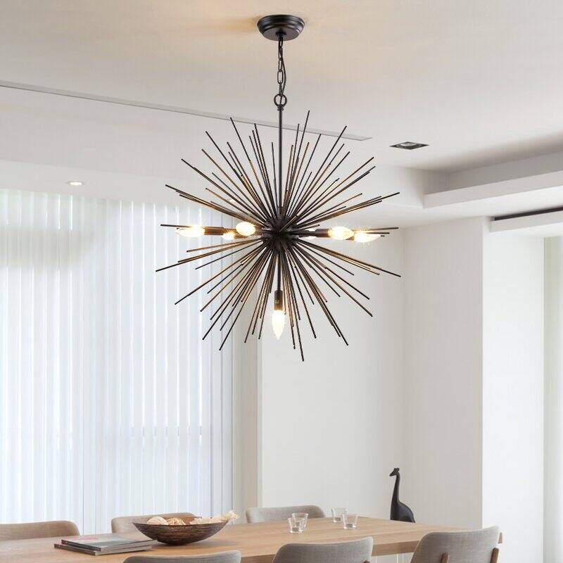 Maxax 7-Light Sputnik Sphere Chandelier with Wrought Iron Accents