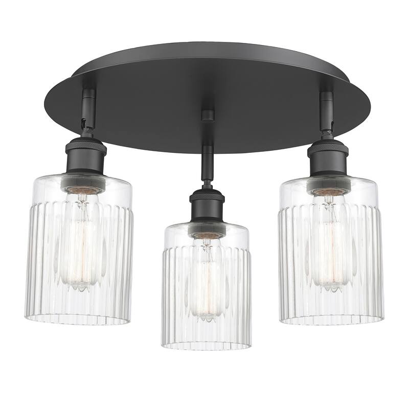 Innovations Lighting Hadley - 3 Light 16" Flush Mount - Clear/Matte Black