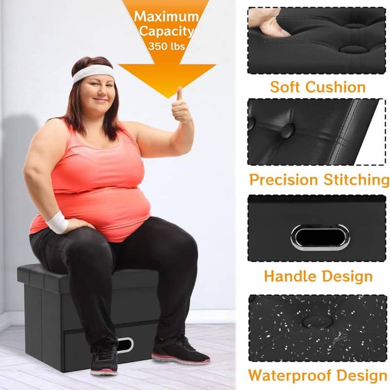 17 inches Leather Folding Footrest Ottomans