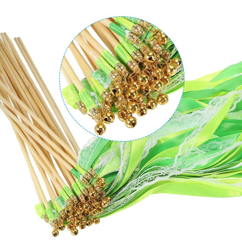 25Pcs Lace Silk Ribbon Fairy Sticks Wands for Wedding Party