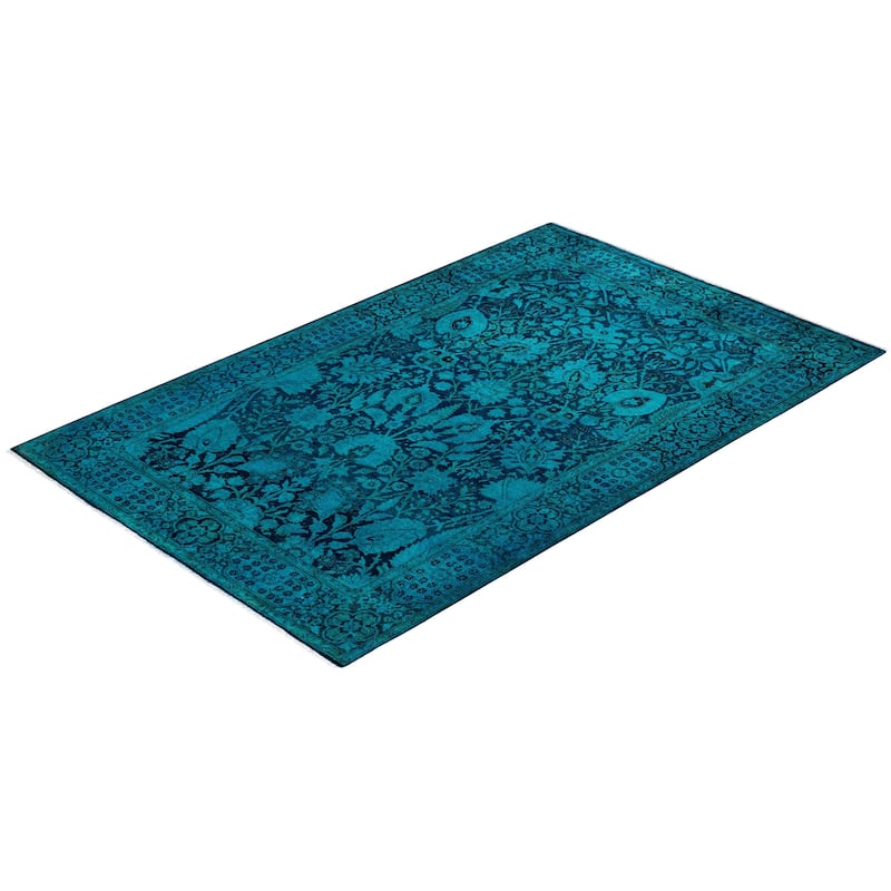 Contemporary Overdyed Wool Hand Knotted Area Rug - 4' 2" x 6' 3"