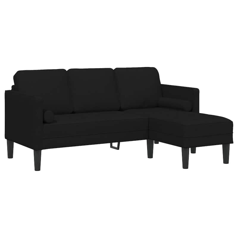 vidaXL 2/3 Piece Sofa Set with Cushions Black/Dark Grey/Light Grey Fabric - 68.1 x 51.6 x 26.4