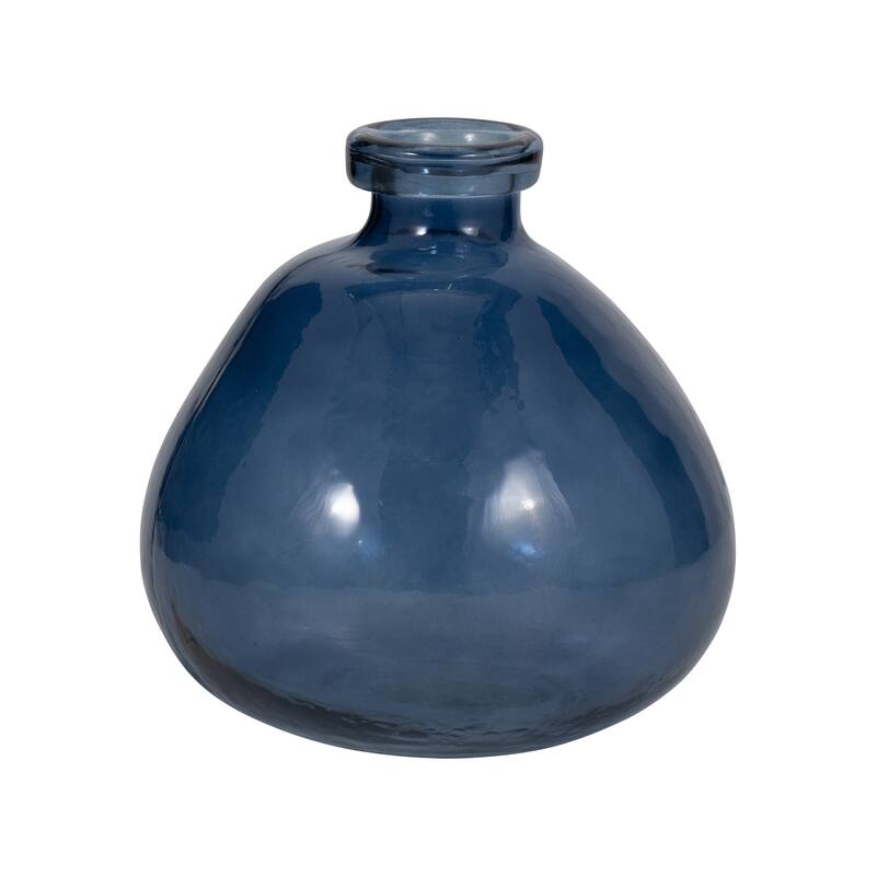 Sagebrook Home Glass Blue Solid Round Balloon Vase - 8" x 8" x 8"