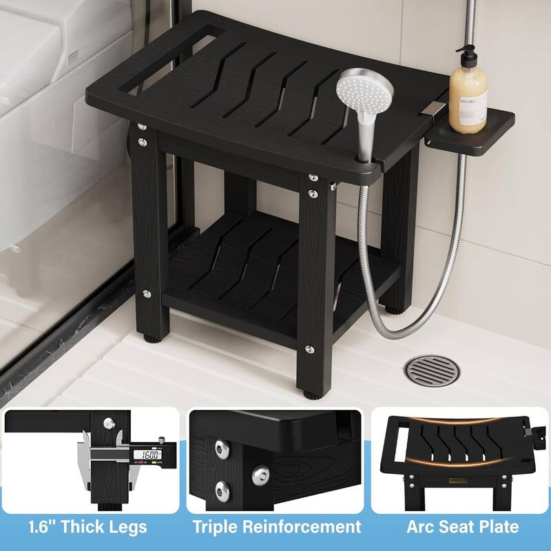 HIPS Shower Bench, 2 Tier Bathroom Chair Seat with Non-Slip Feet