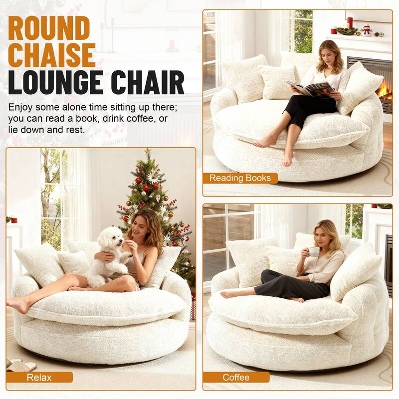 Rossetta Oversized Round Polyester Foam Chair with Pillows