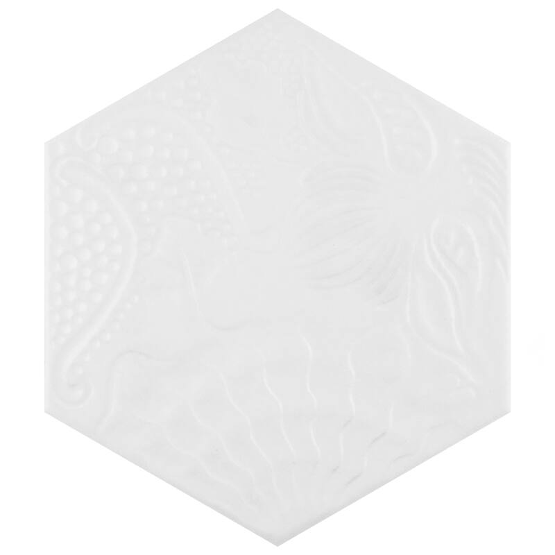 Merola Tile Gaudi Hex White 8-5/8" x 9-7/8" Porcelain Floor and Wall Tile