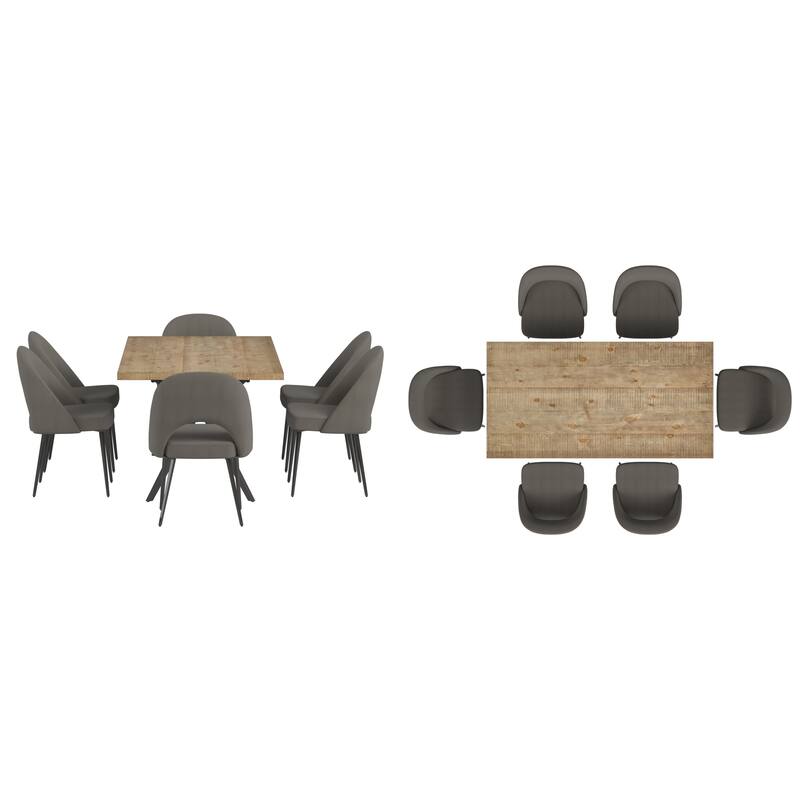 Vaduz Wood Finish Dining Table with Upholstered Chairs Set