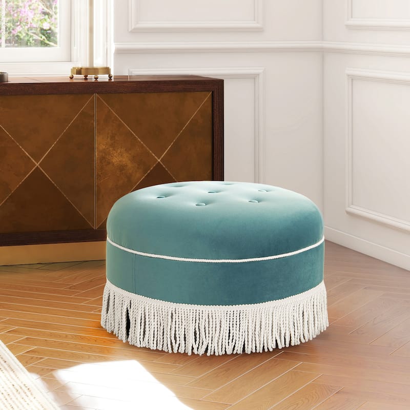 Yolanda 24" Upholstered Round Accent Ottoman