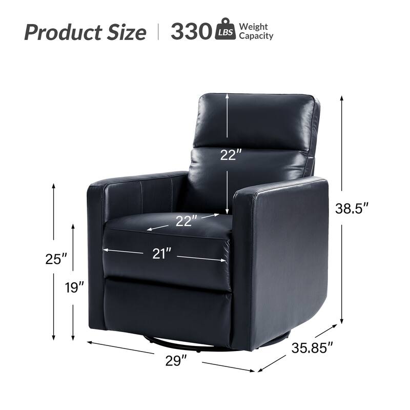 Josefa Modern Genuine Leather Swivel Rocker Recliner Set of 2 by Hulala Home