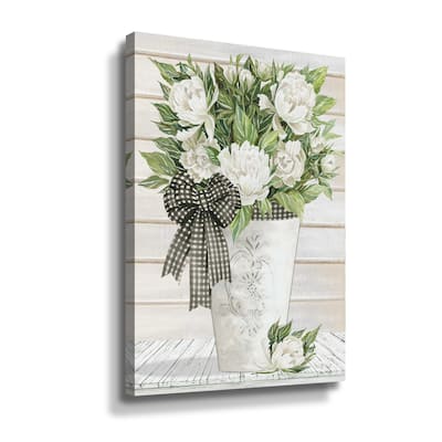 White Peonies Gallery Wrapped Canvas