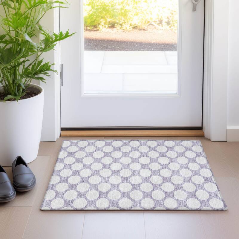 Premium Washable Super Soft Modern Polka Dots Mayfield Rug - Lavender - 1'8" x 2'6"