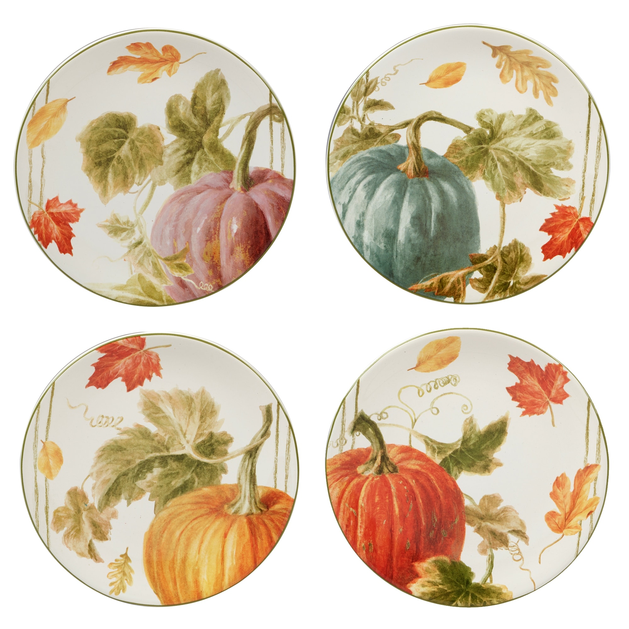 Certified International Autumn Harvest 9-inch Salad/Dessert Plates, Set of 4 - 9" Dia x. 0.75"
