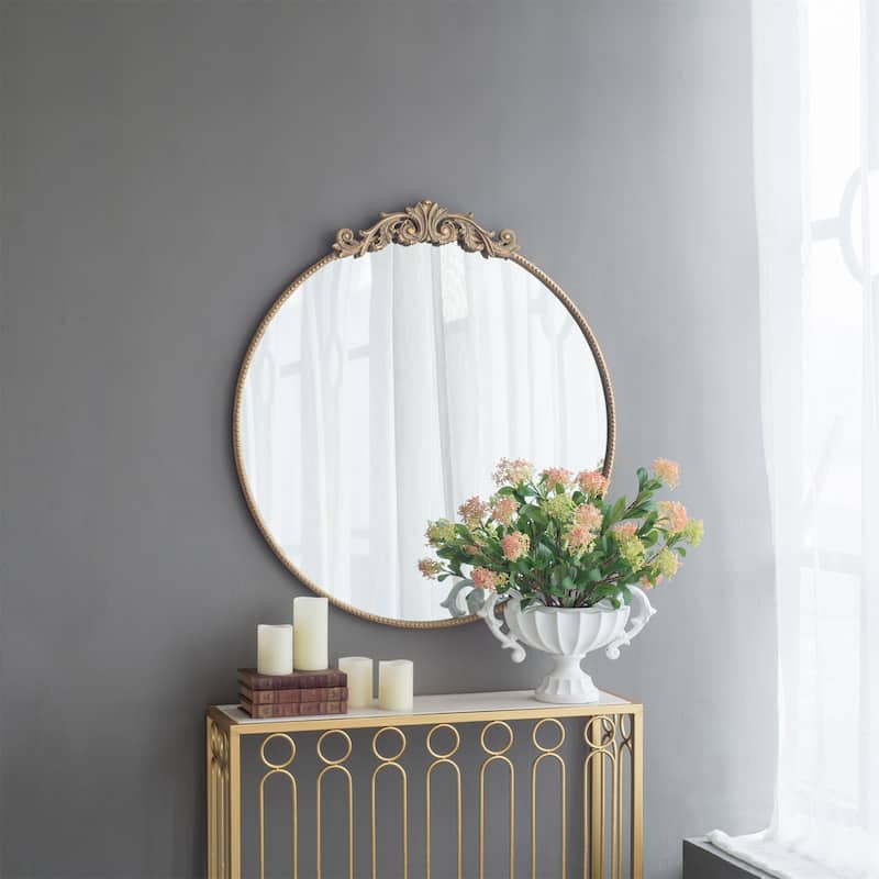 Round Wall Mounted Mirror with Metal Frame