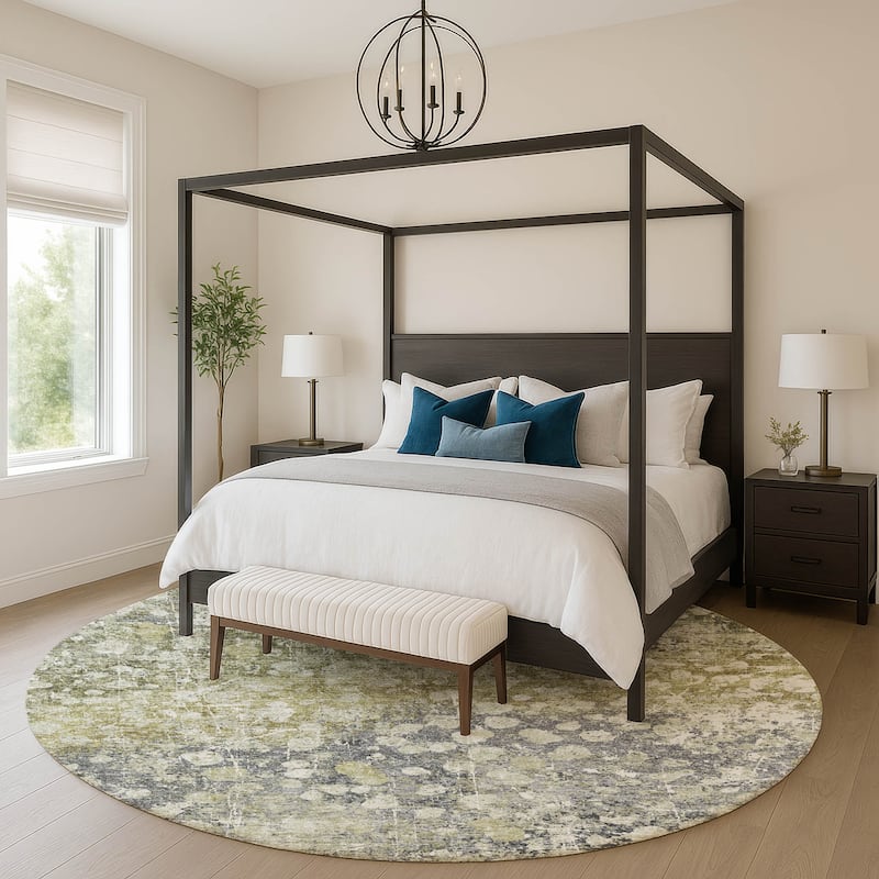 Premium Washable Super Soft Modern Splatter Mayfield Rug - Olive - 8' x 8'