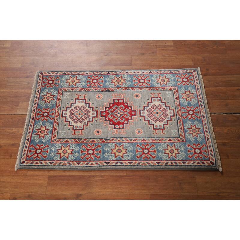 Geometric Kazak Foyer Rug Handmade Accent Wool Carpet - 2'0" x 3'0"
