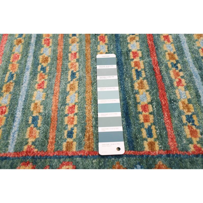 ECARPETGALLERY Hand-knotted Peshawar Ziegler Teal Wool Rug - 5'8 x 7'8