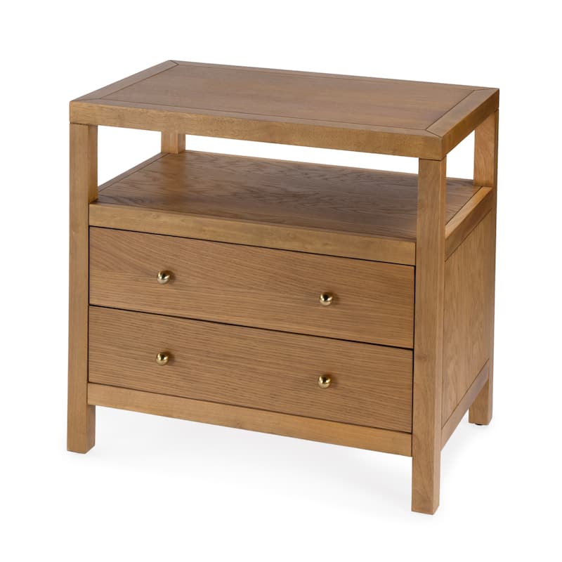 Nora 2-Drawer Wood Wide Nightstand
