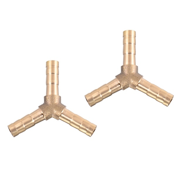 15/64" Brass Barb Hose Fitting Tee Y-Shaped 3 Ways Connector Adapter Joiner 2pcs - 6mm 2pcs