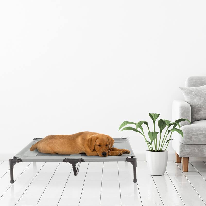 Petmaker Steel Frame Elevated Dog Bed with Non-Slip Feet - Indoor/Outdoor Puppy Cot for Pets