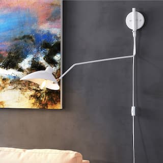 JONATHAN Y Frank 35" Iron Retro Swing LED Wall Sconce, White - One