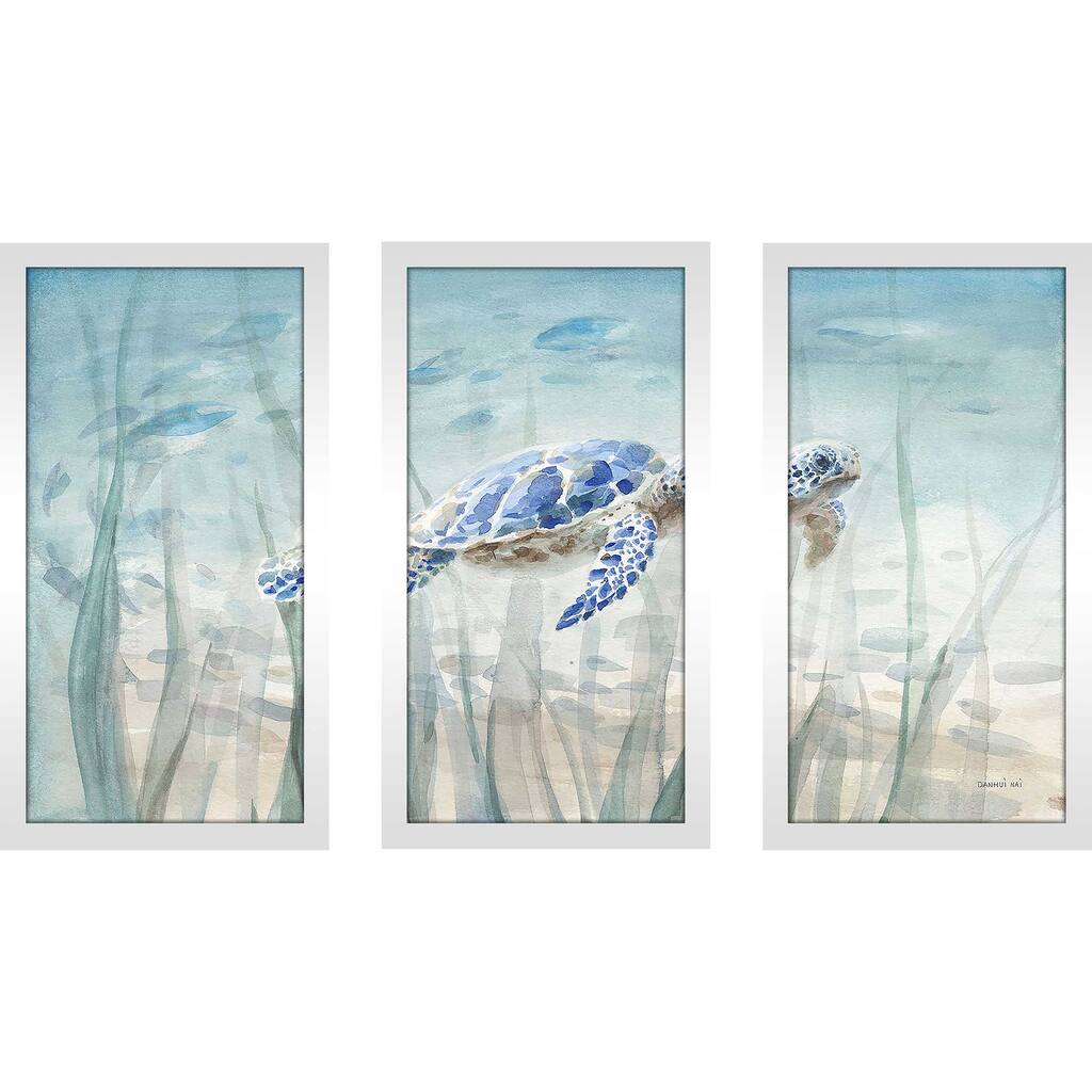 "Undersea Turtle" by Danhui Nai 3 Piece Print on Acrylic