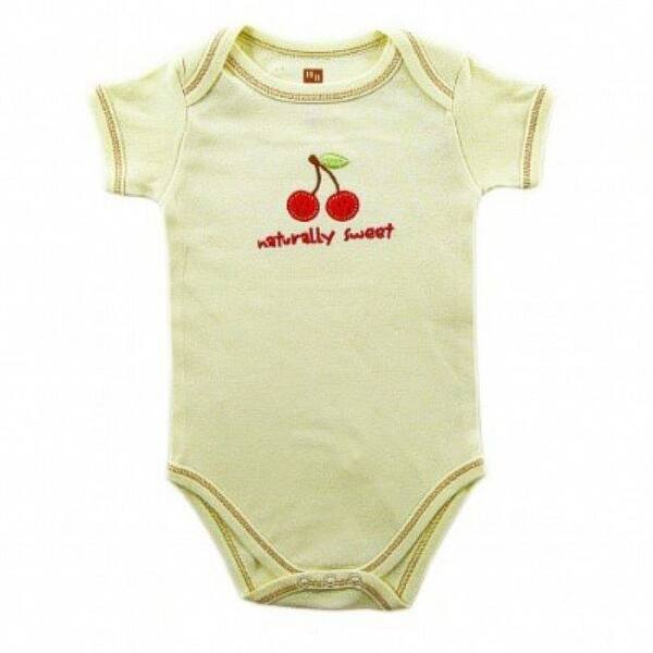 slide 1 of 1, Touched by Nature Baby Unisex Organic Cotton Bodysuits, Cherry Ecru 12-18 Months - Cherry Ecru