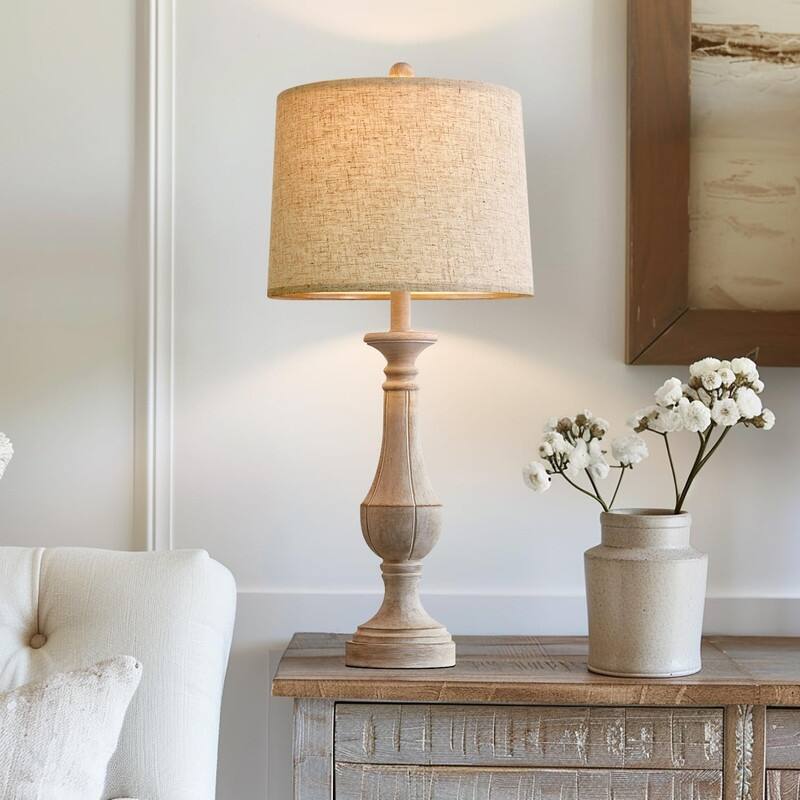 27.5" Farmhouse Table Lamp, Mid Century Tall Table Lamp - 1 Set