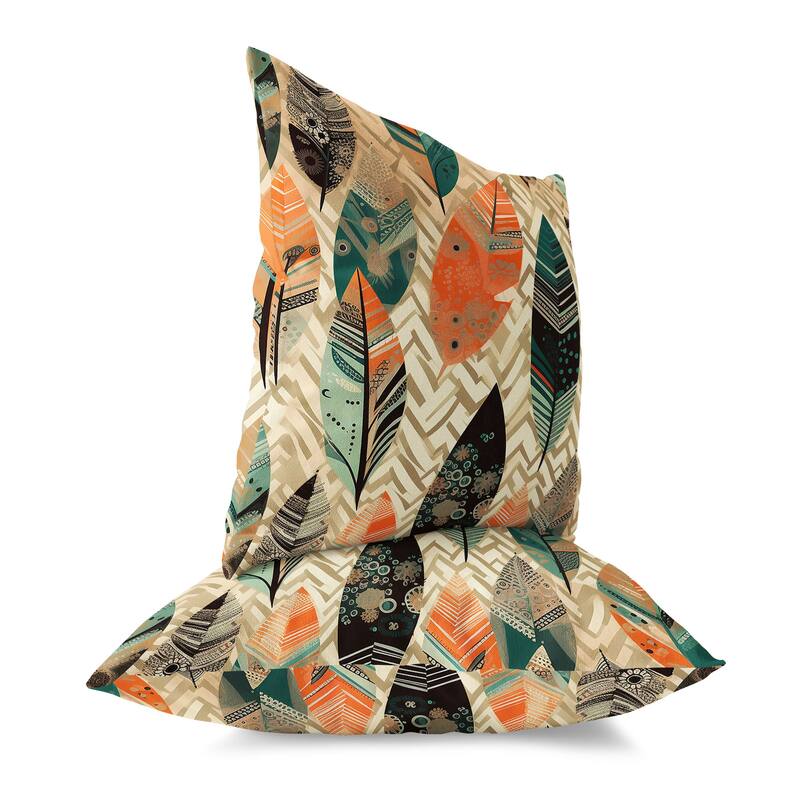 Orange And Green Leafy Mirage Faux Suede Throw Pillow Zipper