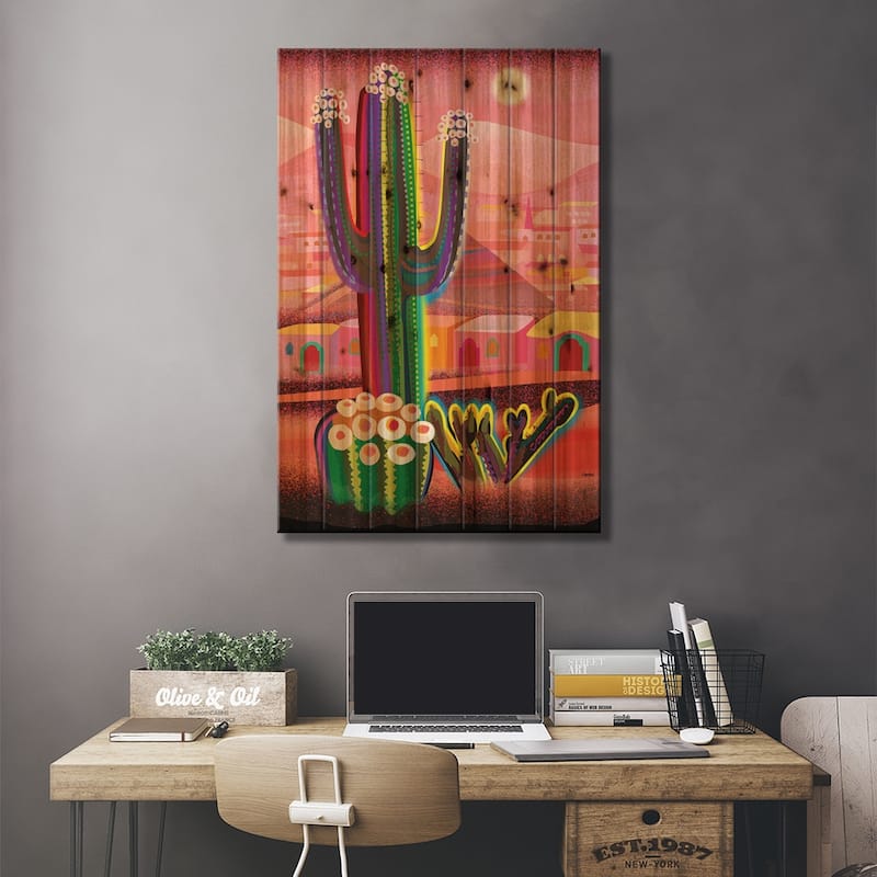 Zacatecas Print On Wood by Charles Harker - Multi-Color