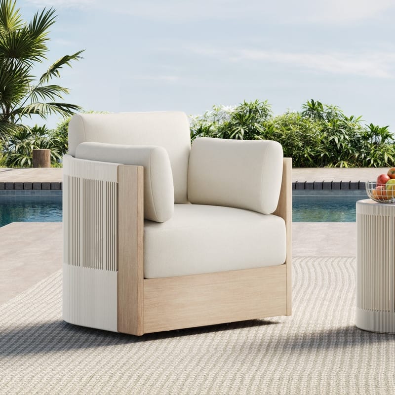 Khloe Outdoor Wood Patio Furniture Swivel Chair - 1 Swivel Chair