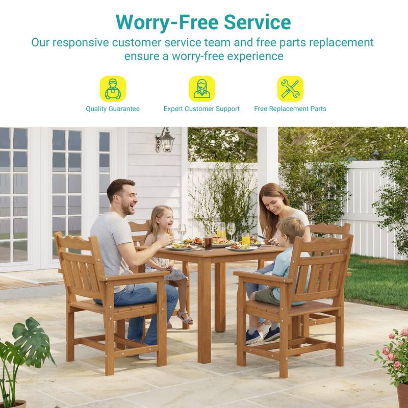 HIPS Outdoor Dining Set All-weather Patio Table and Chairs(Set of 5)