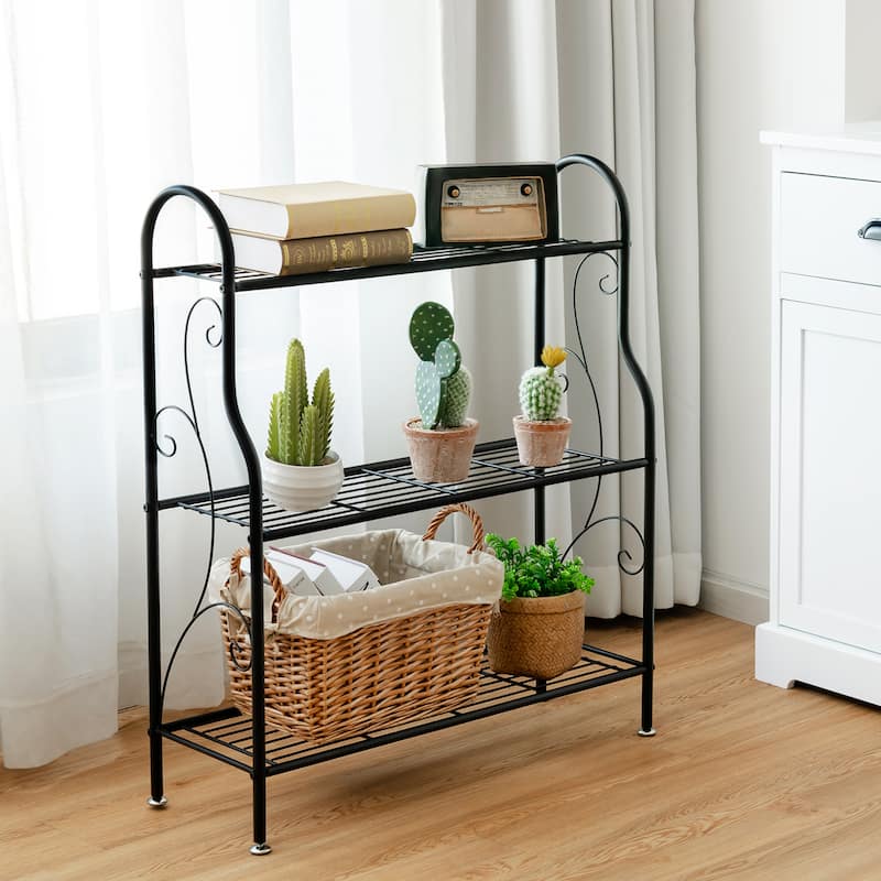 3 Tier Metal Plant Stand Plant Display Rack with Adjustable Feet