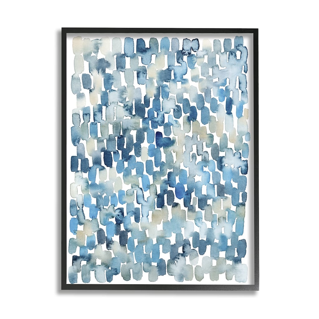 Stupell Coastal Tile Abstract Soft Blue Beige Shapes Framed Wall Art