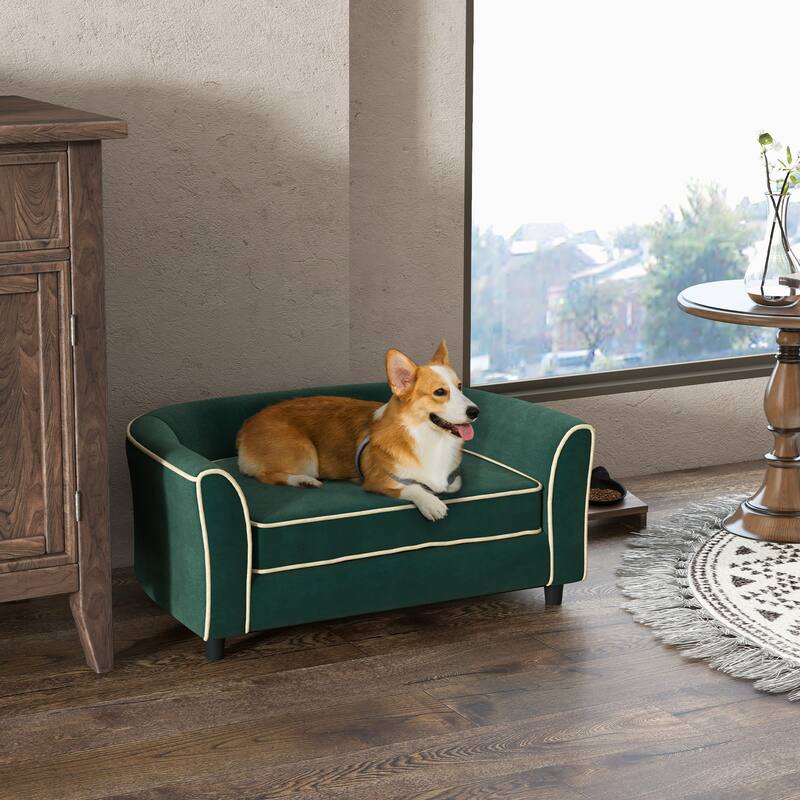 PawHut Dog Couch Fancy Pet Bed Modern Dog Sofa for Small and Medium Dogs Cats, Washable and Removable Cover