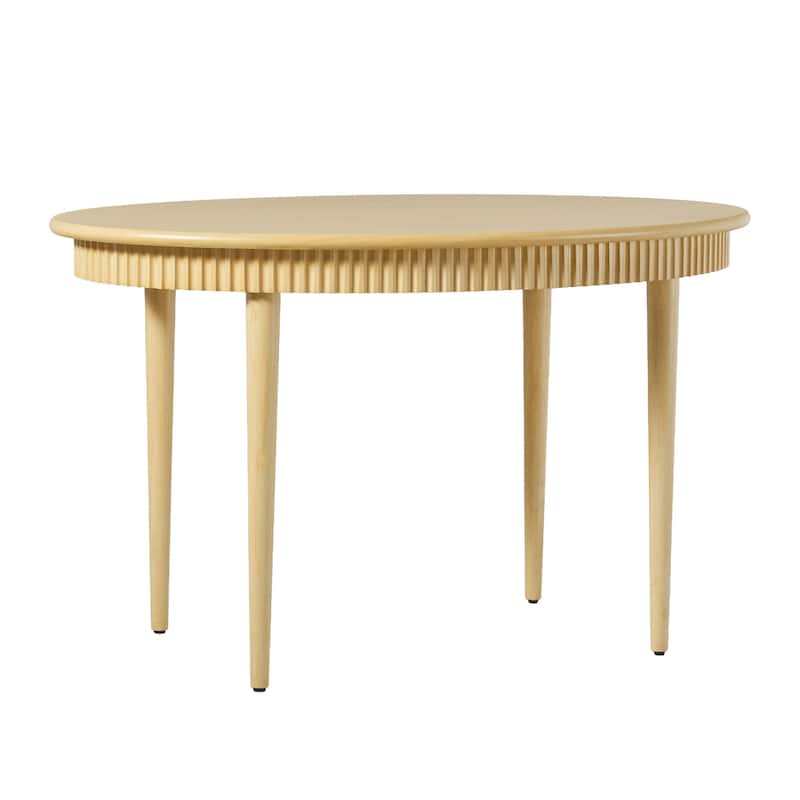 Walker Edison Modern Fluted Oak Wood Veneer Oval Dining Table for 4