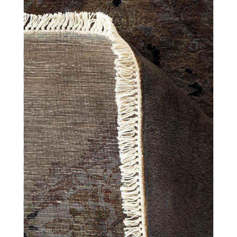 Overton Hand Knotted Wool Vintage Inspired Modern Contemporary Overdyed Brown Octagon Area Rug - 9' 1" x 9' 1"