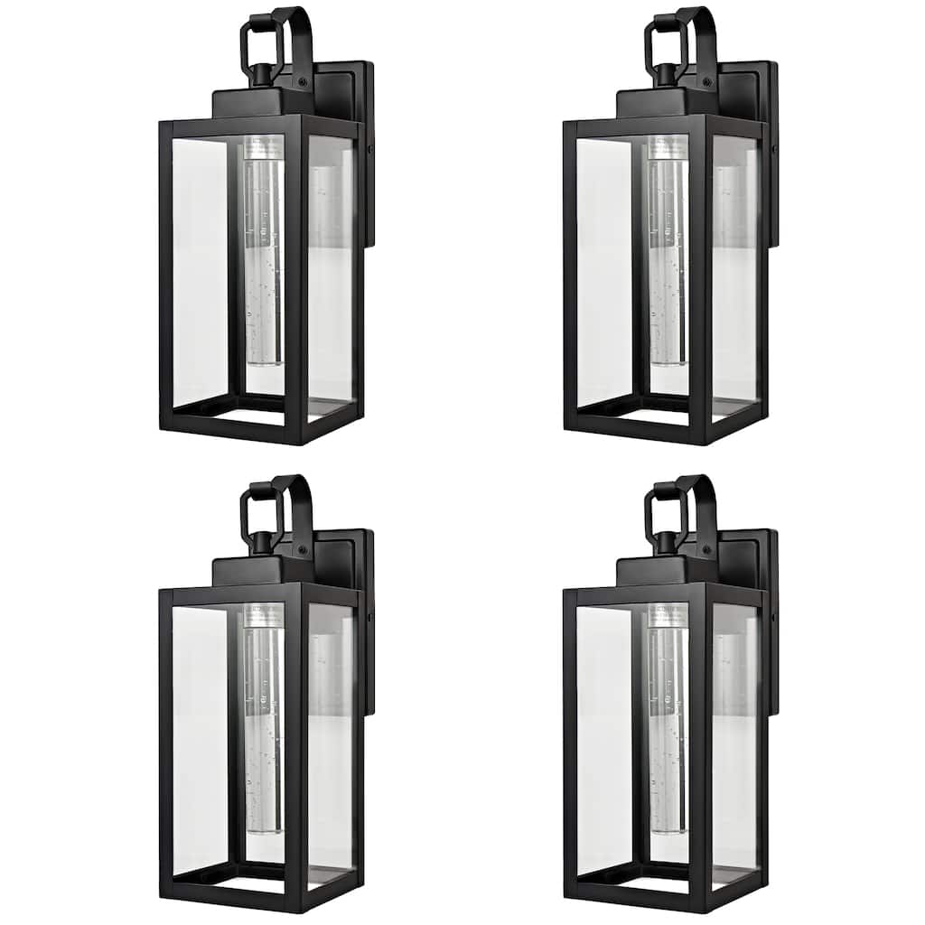 4 Pack 7W LED Black Outdoor Wall Sconce - Matte Black