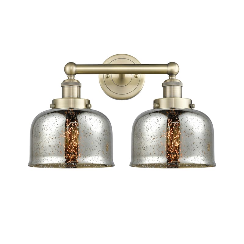 Innovations Lighting 616-2W-10-16-L Bell Vanity Bell 2 Light 16" Wide - Antique Brass / Silver Plated Mercury