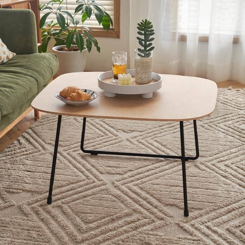 Modern Coffee Table - Minimalist Oak Veneer Centerpiece for Living Room & Small Spaces