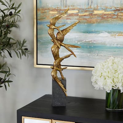 Gold Polystone Bird Decorative Sculpture