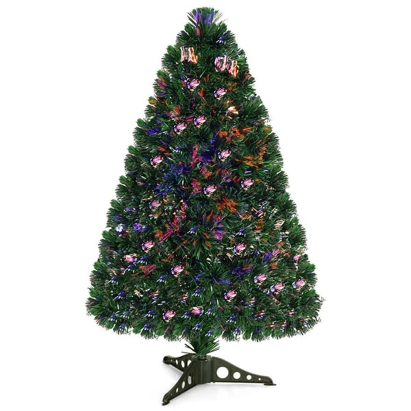 slide 2 of 21, Costway 3/4/5/6 Ft Pre-Lit Fiber Optic PVC Christmas Tree Plastic